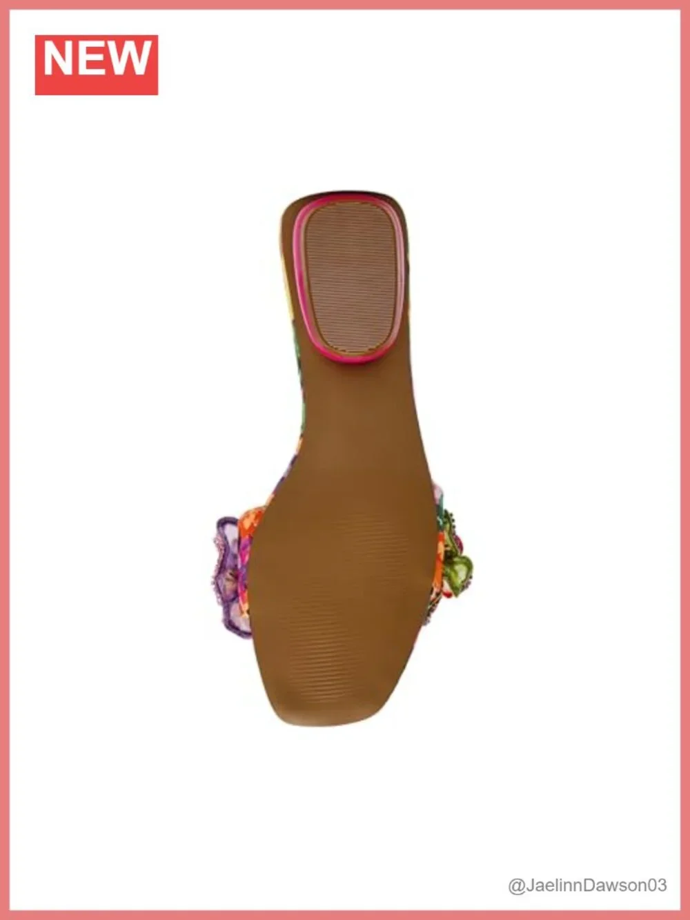 Slide Sandal with Flower Embellishments, Manmade Upper, Kitten Heel, Slip On